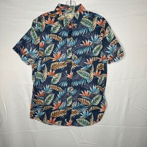 Hollister Blue Palm Leaf Hawaiian Shirt